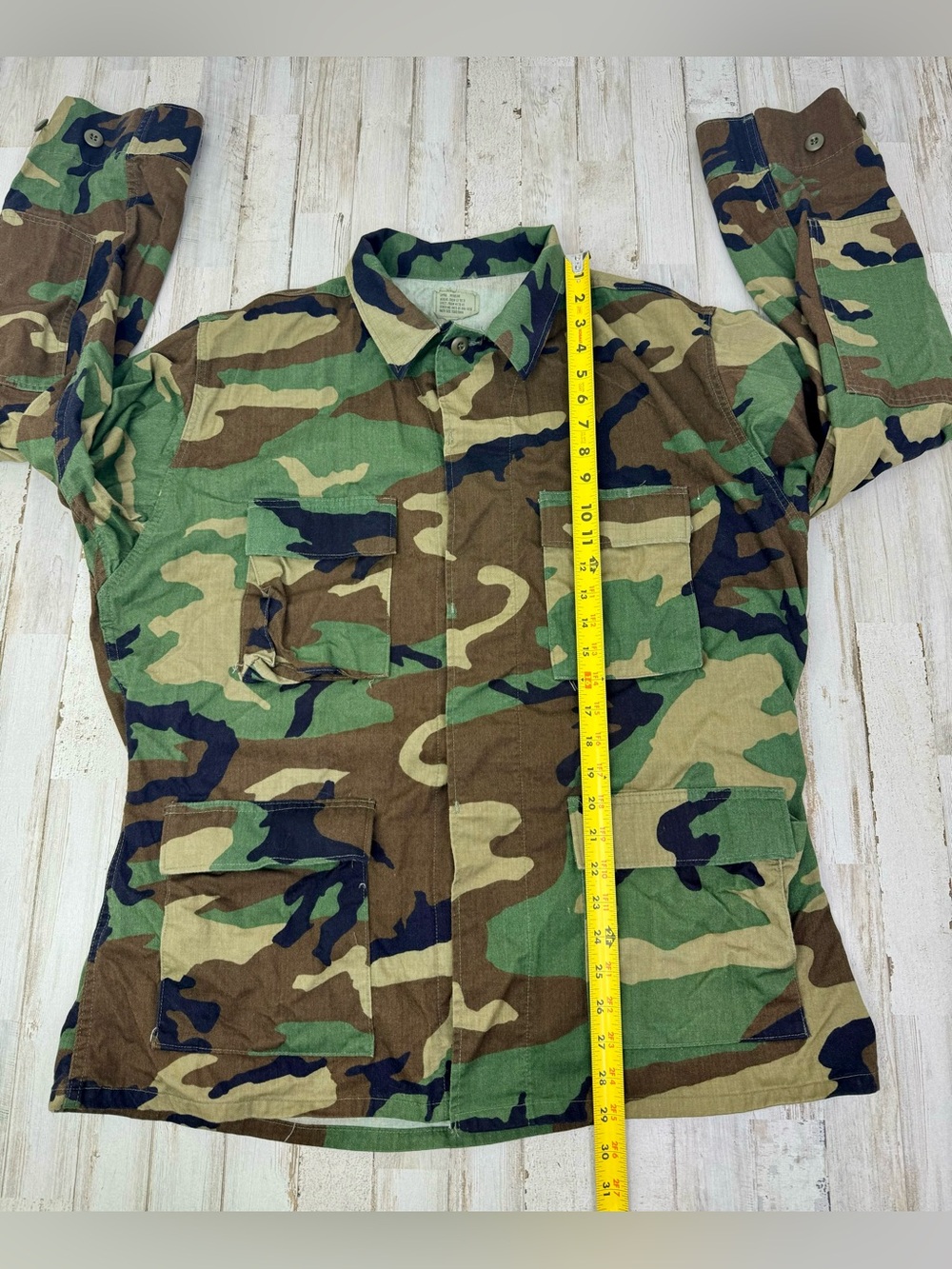 Vintage US Military Shirt Mens Large Camo Cargo Woodland Combat Shacket - Picture 5 of 14